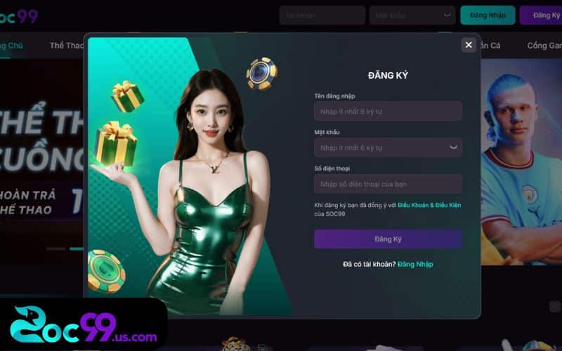 Đăng ký SOC99 - Mở tài khoản cá cược chưa đến 3 phút 2 Điền thông tin tạo tài khoản vào biểu mẫu